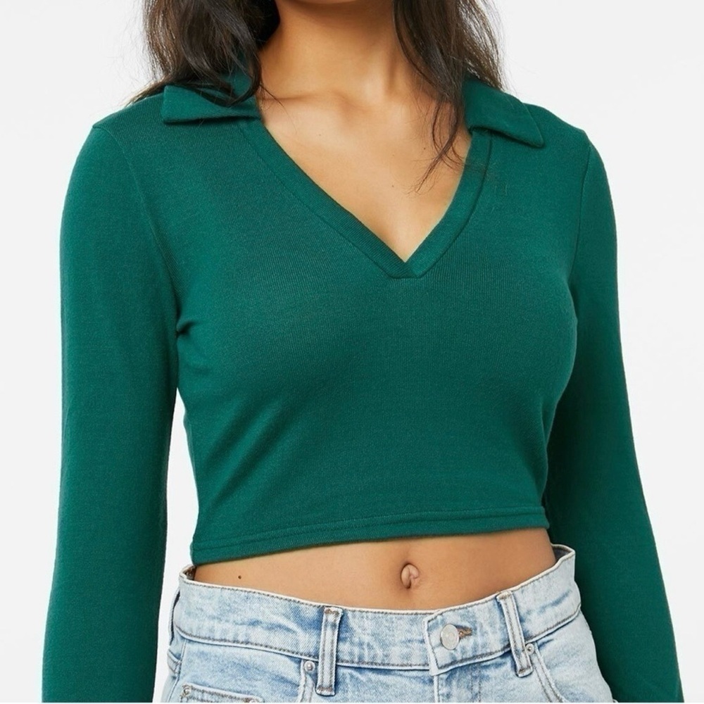 Ardene Green V-Neck Crop Top NWT